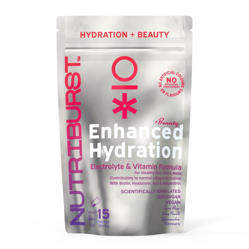 Nutriburst Enhanced Hydration + Gut Health Mixed Fruit Flavour. 15 sachets.