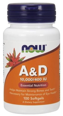 NOW Foods, Vitamin A & D, 10000/400 IU - 100 softgels