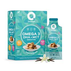 O3Omega Smoothies Vanilla Fudge Omega 3 DHA MCT Supplement 14 Pouches