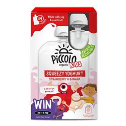 Piccolo Piccolo Organic Kids Strawberry & Banana Squeezy Yoghurt 4x100g
