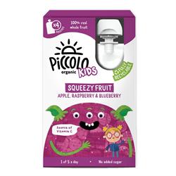 Piccolo Piccolo Organic Kids Apple & Blackcurrant Squeezy Fruit 4x90g