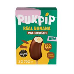 Pukpip Pukpip Real Frozen Banana dipped in Milk Chocolate 3 x 70g