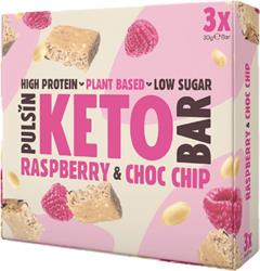 Pulsin Keto Raspberry & Choc Chip Multipack 3x30g