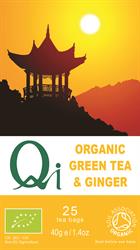 Qi Organic Green Tea with Ginger 25 Bags / 40g