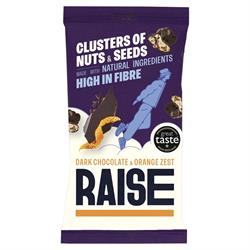 RAISE Snacks Dark Chocolate and Orange Clusters of Nuts and Seeds 35g