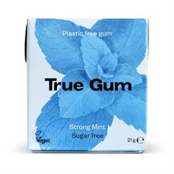 True Gum Plastic Free Vegan and Sugar Free Chewing Gum - Strong Mint 21g