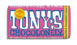 Tonys Chocolonely White Chocolate Raspberry Popping Candy Chocolate Bar 180g