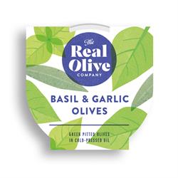 The Real Olive Company Basil & Garlic Mammoth Olives 160g
