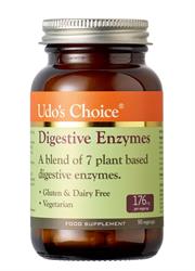 Udo's Choice Digestive Enzyme contains 7 plant based enzymes 90 caps