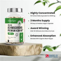 Vitabright Organic KSM-66 Ashwagandha 550mg with Black Pepper