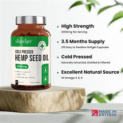 Vitabright Hemp Seed Oil - 2000mg - 105 day supply