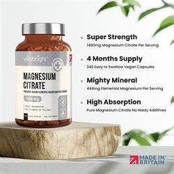 Vitabright Magnesium Citrate 1480mg Providing 444mg Elemental Magnesium