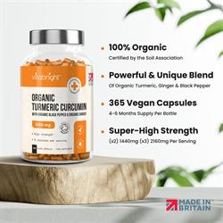 Vitabright Organic Turmeric Curcumin - 2160mg - 120 day supply