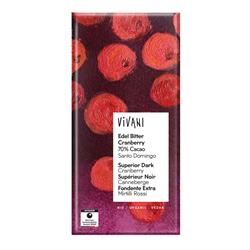 Vivani Dark Cranberry Chocolate 70% Vegan Organic 100g