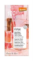 Vivani Vivani 100% Cocoa Chocolate w Blood Orange Vegan Organic 90g