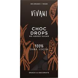 Vivani Dark Chocolate Drops 100% Cocoa Vegan Organic 100g