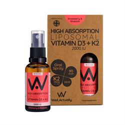 Well Actually Vitamin D3 (2000IU's) + K2 (100mcg) - Liposomal Spray -Strawberry