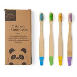 Wild and Stone Children's Bamboo Toothbrush - 4 Pack - Multi-Colour