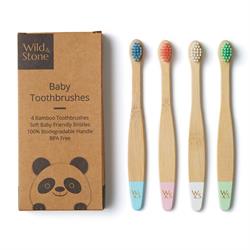 Wild and Stone Baby Bamboo Toothbrush - 4 Pack - Extra Soft Bristles