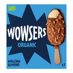 Wowsers Organic Amazing Almond Ice Cream Lolly Sticks 3x110ml