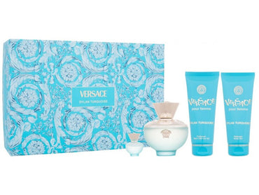 VERSACE DYLAN TURQUOISE SET: EDT SPRAY 100ML + BODY GEL 100ML + SG 100ML + EDP SPRAY 5ML