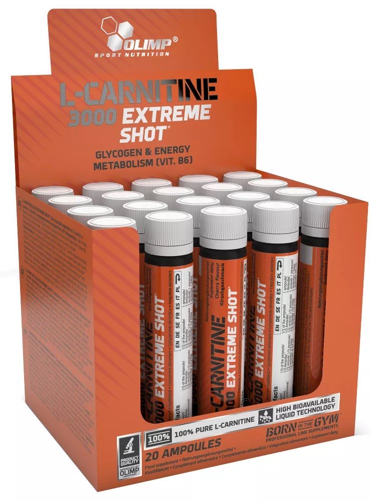 Olimp Nutrition, L-Carnitine 3000 Extreme Shot, Orange - 20 x 25 ml.