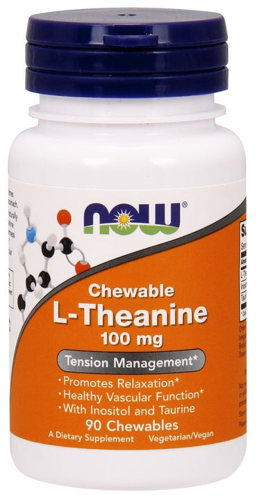 NOW Foods, L-Theanine with Inositol and Taurine, 100mg - 90 chewables