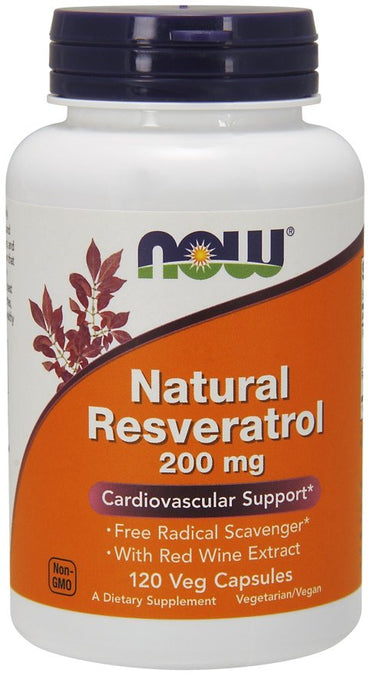 NOW Foods, Natural Resveratrol with Red Wine Extract, 200mg - 120 vcaps