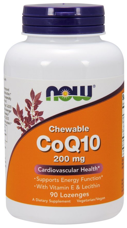 NOW Foods, CoQ10 with Lecithin & Vitamin E, 200mg (Chewable) - 90 lozenges