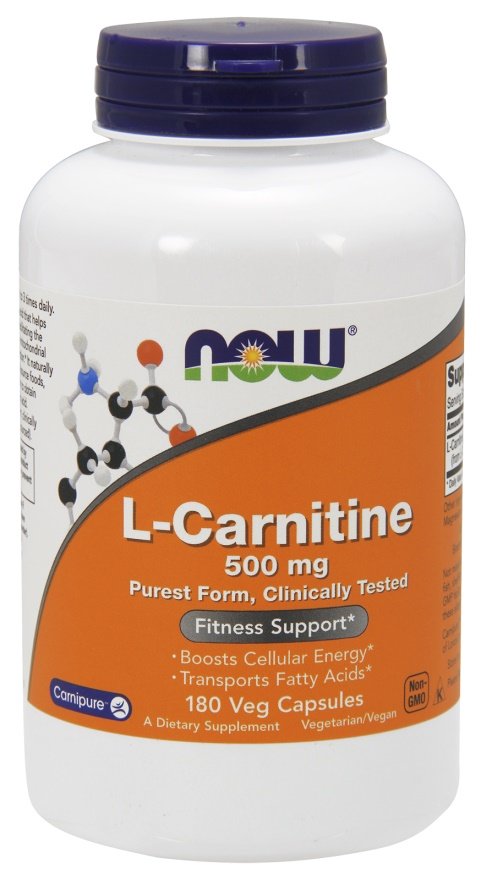 NOW Foods, L-Carnitina, 500 mg - 180 cápsulas vegetais