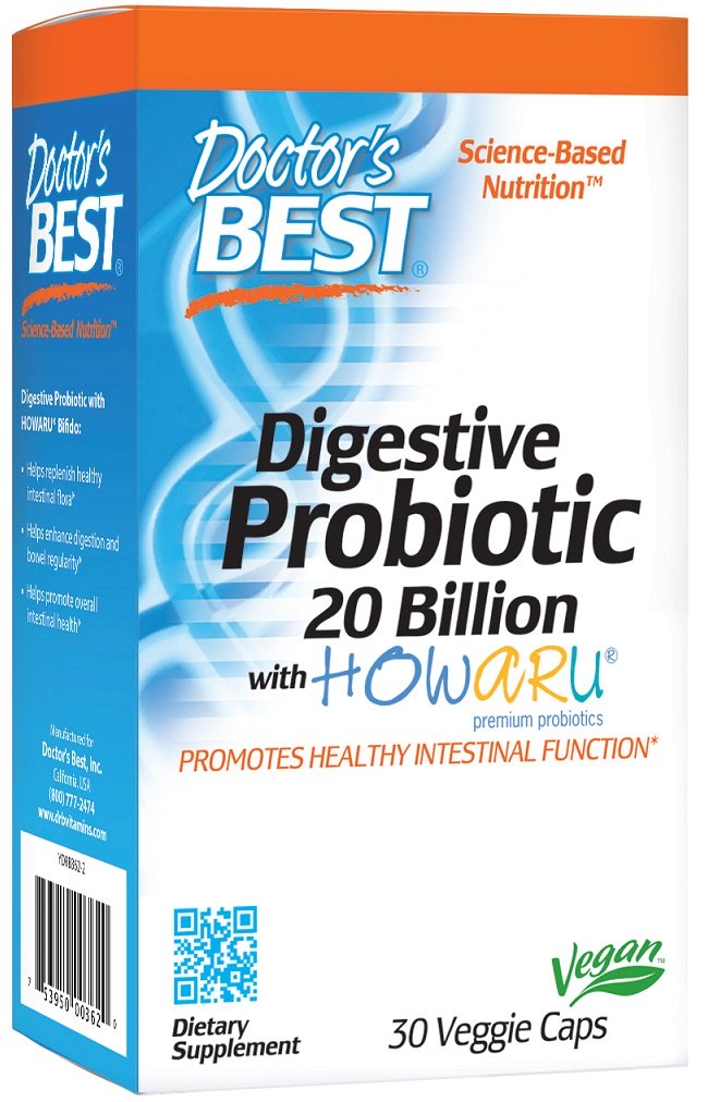 Doctor's Best, Digestive Probiotic, 20 Billion CFU - 30 vcaps