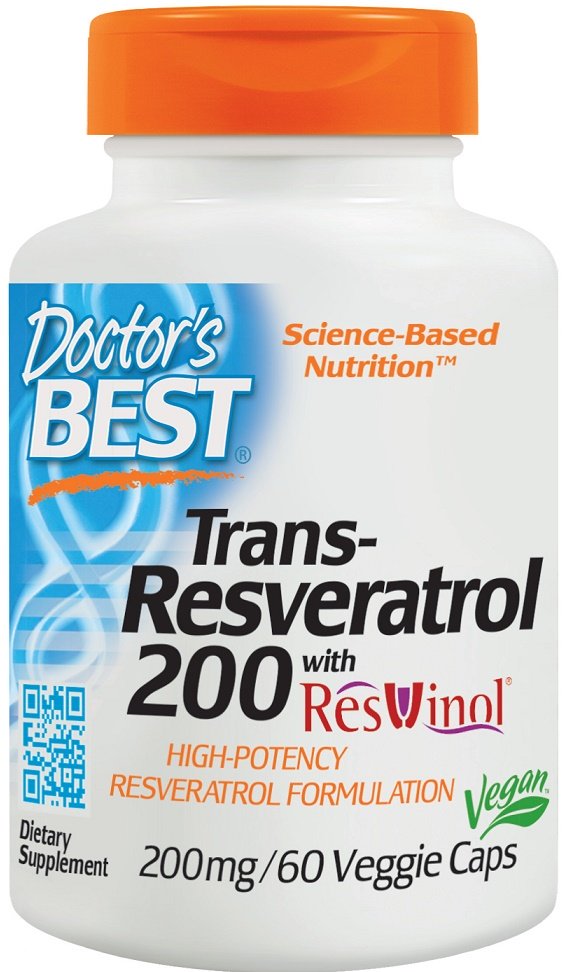 Doctor's Best, Trans-Resveratrol with ResVinol, 200mg - 60 vcaps