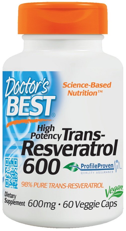 Doctor's Best, Trans-Resveratrol 600, 600mg - 60 vcaps