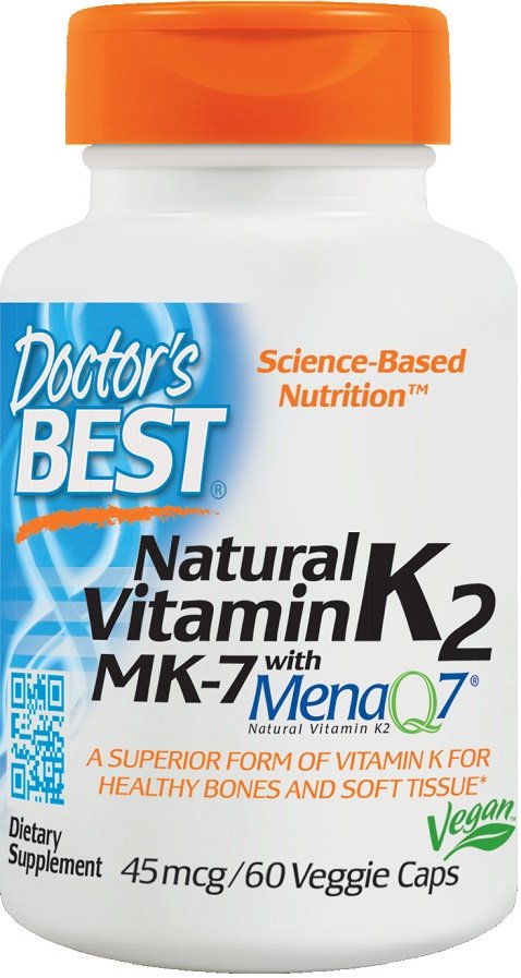 Doctor's Best, Natural Vitamin K2 MK7 with MenaQ7, 45mcg - 60 vcaps