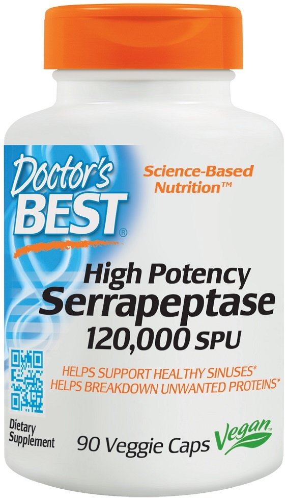 Doctor's Best, Serrapeptase, 120 000 SPU High Potency - 90 vcaps