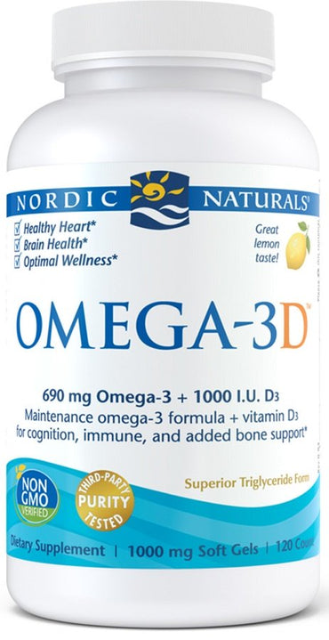 Nordic Naturals, Omega-3D, 690mg Lemon - 120 softgels