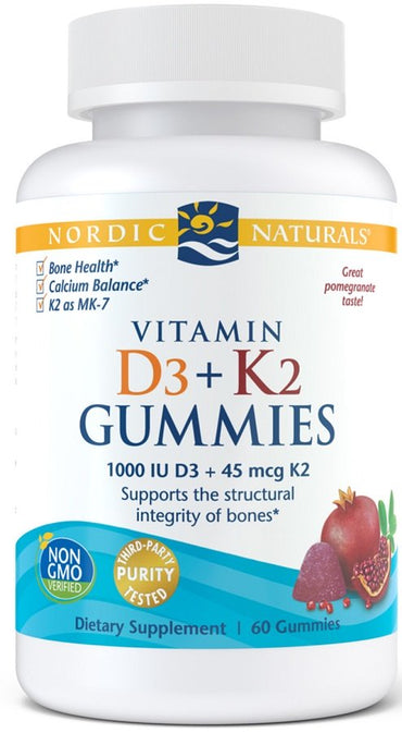 Nordic Naturals, Vitamin D3+K2 Gummies, Pomegranate - 60 gummies