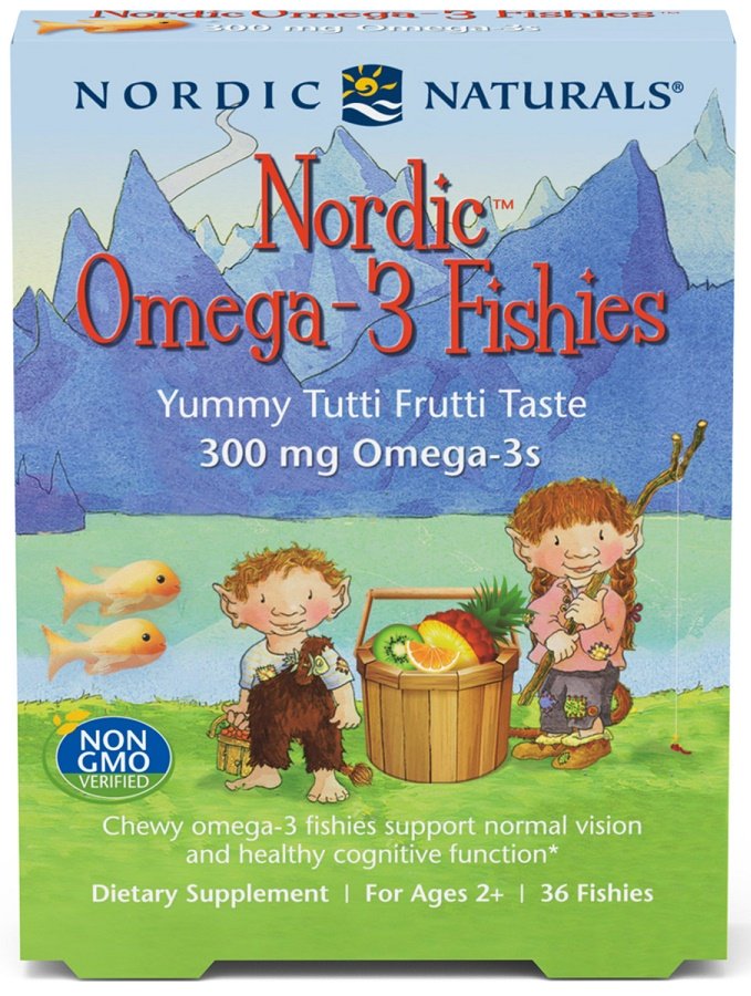 Nordic Naturals, Nordic Omega-3 Fishies, 300mg Yummy Tutti Frutti Taste - 36 fishies