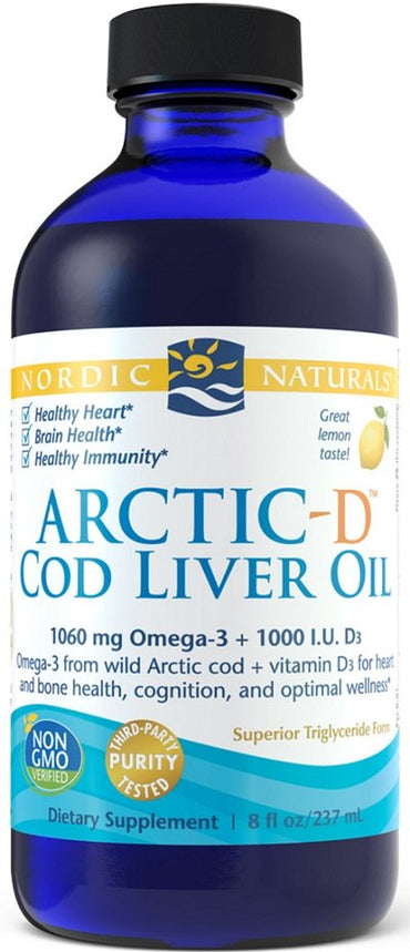Nordic Naturals, Arctic-D Cod Liver Oil, Lemon - 237 ml.