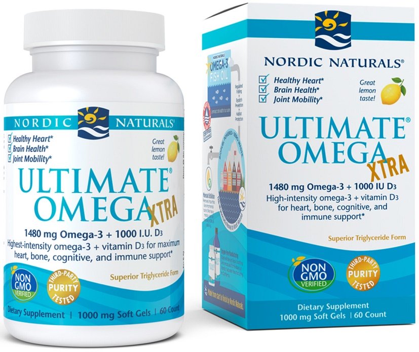 Nordic Naturals, Ultimate Omega Xtra, 1480 mg de limón - 60 cápsulas blandas