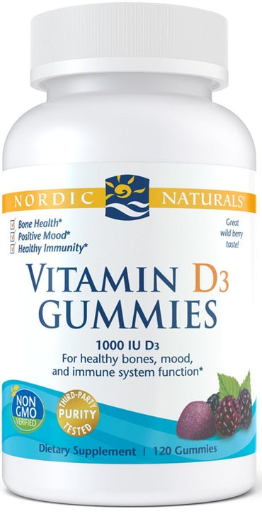 Nordic Naturals, Vitamin D3 Gummies, 1000 IU Wild Berry - 120 gummies