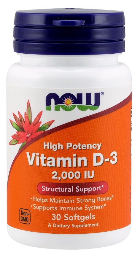 NOW Foods, Vitamin D-3, 2000 IU - 30 softgels