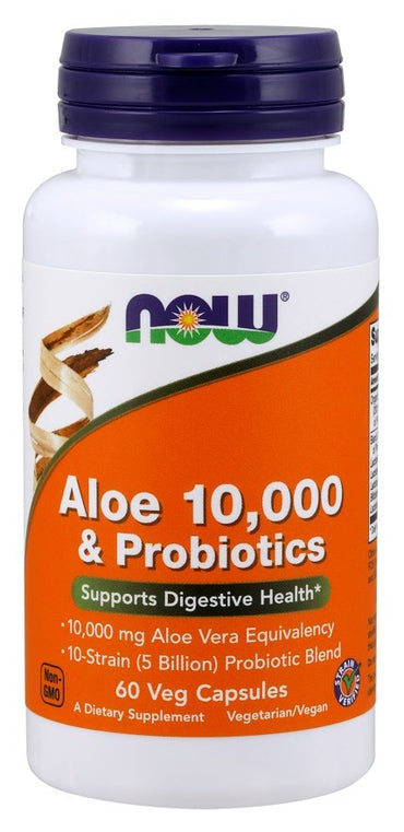 NOW Foods, Aloe 10,000 & Probiotics - 60 vcaps