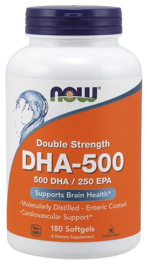 NOW Foods, DHA-500, 500 DHA / 250 EPA - 180 gélules