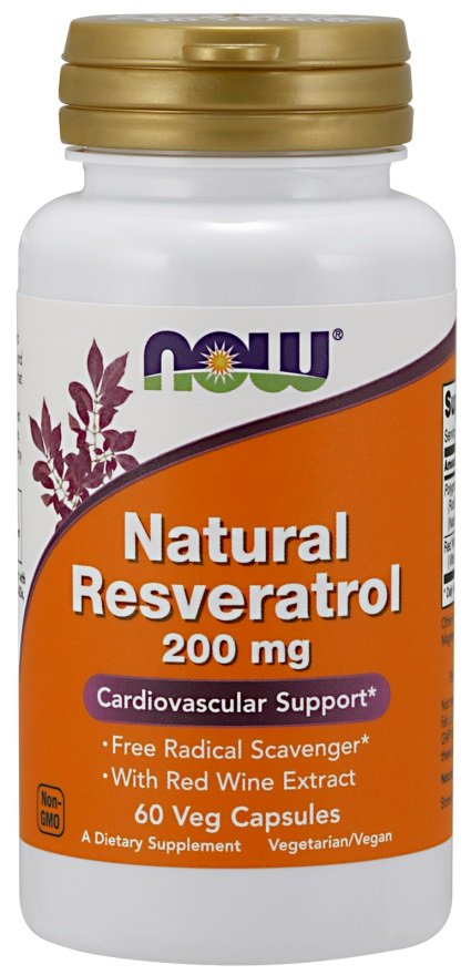 NOW Foods, Natural Resveratrol with Red Wine Extract, 200mg - 60 vcaps