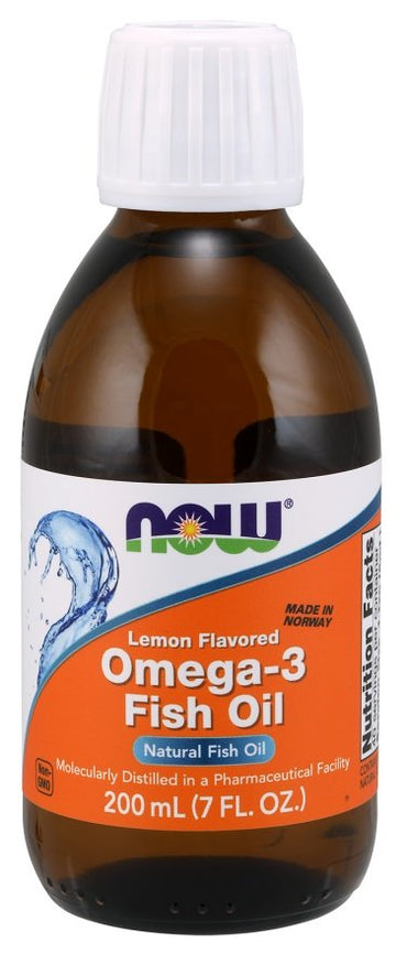 NOW Foods, Omega-3 Fish Oil Liquid, Lemon - 200 ml.