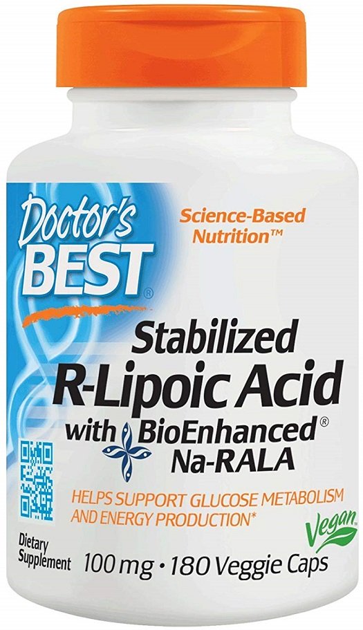 Doctor's Best, Stabilized R-Lipoic Acid with BioEnhanced Na-RALA, 100mg - 180 vcaps