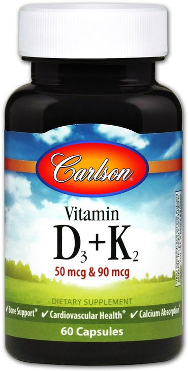 Carlson Labs, Vitamin D3 + K2 - 60 caps