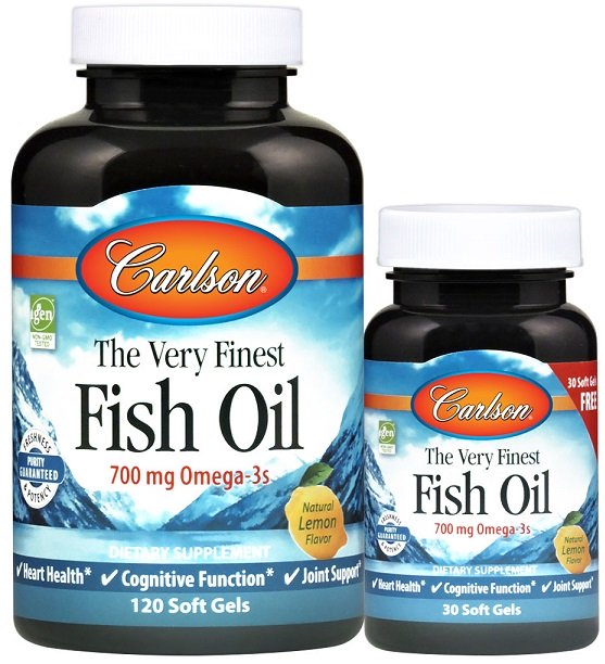 Carlson Labs, The Very Finest Fish Oil - 700mg Omega-3s, Natural Lemon - 120 + 30 softgels
