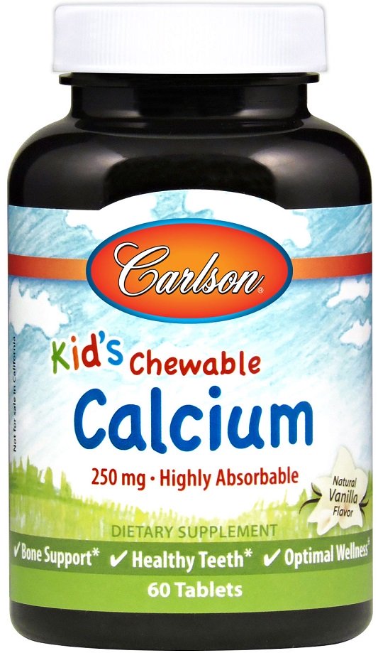 Carlson Labs, Kid's Chewable Calcium, 250mg Natural Vanilla - 60 tablets